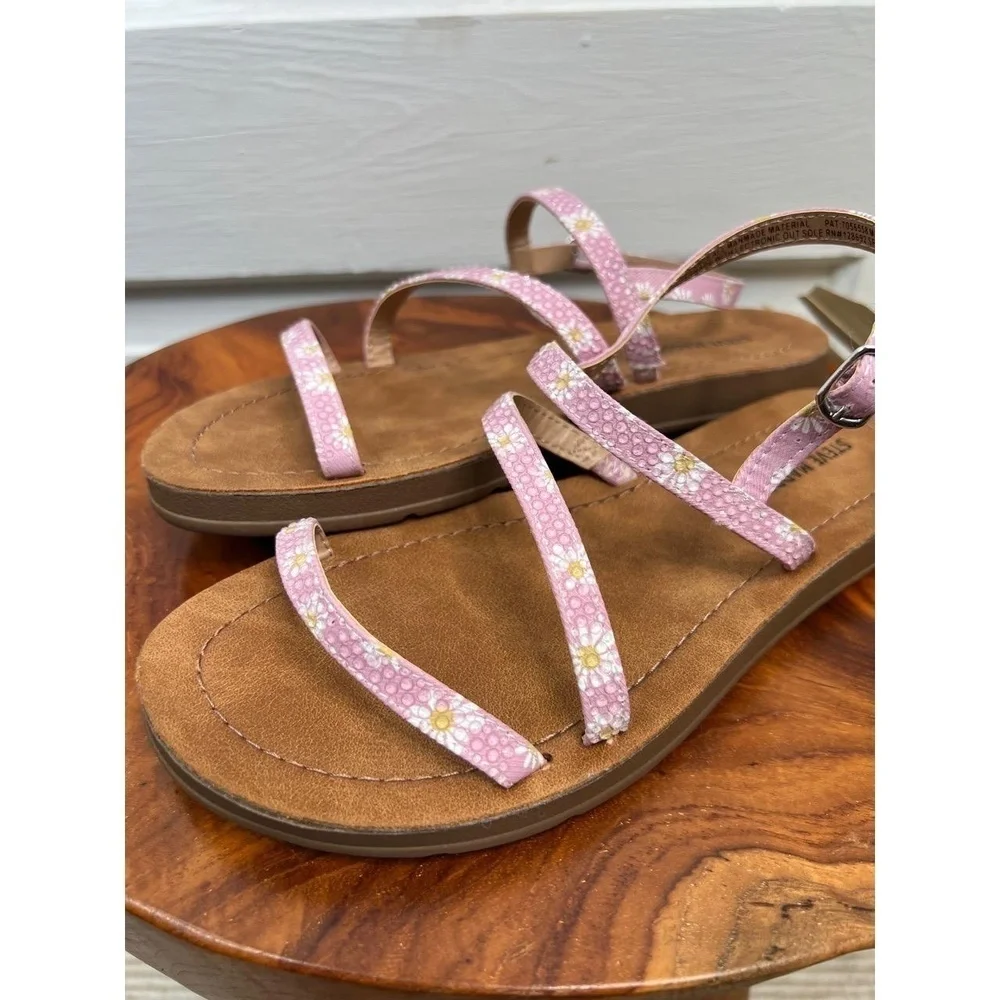 STEVE MADDEN Girls Daisy Print Strappy Flat Sandals Size 4